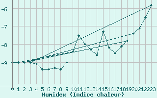 Courbe de l'humidex pour Fichtelberg