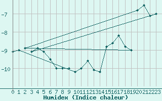 Courbe de l'humidex pour Hamra