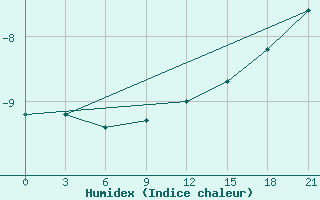 Courbe de l'humidex pour Petrun