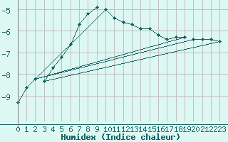 Courbe de l'humidex pour Jan Mayen