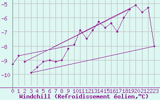 Courbe du refroidissement olien pour Steinkjer