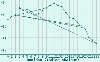 Courbe de l'humidex pour Sonnblick - Autom.