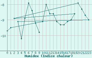 Courbe de l'humidex pour Fortun