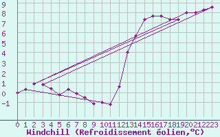 Courbe du refroidissement olien pour Bad Lippspringe