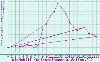 Courbe du refroidissement olien pour Torla
