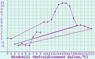 Courbe du refroidissement olien pour Wdenswil