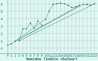 Courbe de l'humidex pour Sletterhage 