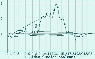 Courbe de l'humidex pour Lelystad