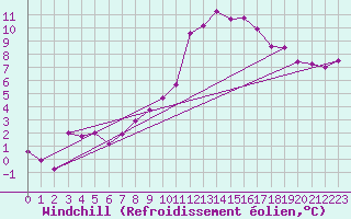 Courbe du refroidissement olien pour Wdenswil
