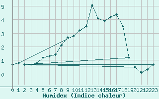Courbe de l'humidex pour Bjornholt