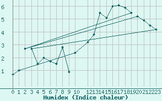 Courbe de l'humidex pour Hoernli