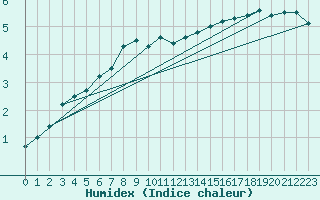 Courbe de l'humidex pour Kojovska Hola