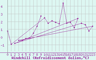 Courbe du refroidissement olien pour Interlaken