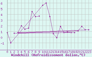 Courbe du refroidissement olien pour Valbella