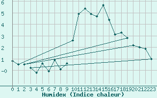 Courbe de l'humidex pour Bourg-Saint-Maurice (73)