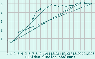 Courbe de l'humidex pour Kaisersbach-Cronhuette