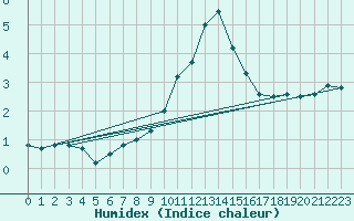 Courbe de l'humidex pour Ble - Binningen (Sw)