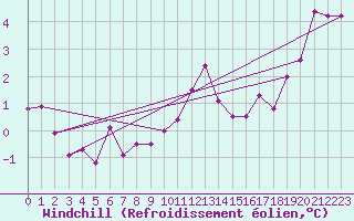 Courbe du refroidissement olien pour Albi (81)