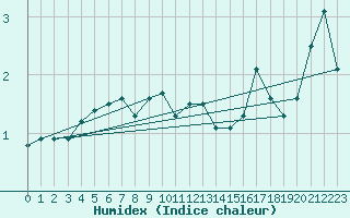 Courbe de l'humidex pour Akurnes