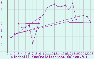 Courbe du refroidissement olien pour Leibstadt