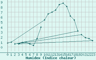 Courbe de l'humidex pour Leon / Virgen Del Camino