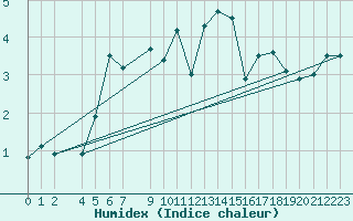 Courbe de l'humidex pour Alta Lufthavn