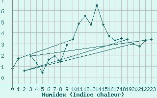 Courbe de l'humidex pour Hoernli