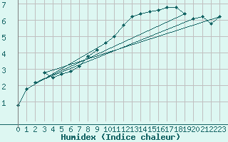 Courbe de l'humidex pour Slubice