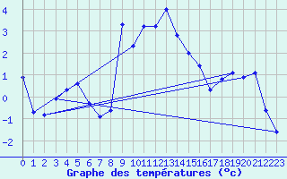 Courbe de tempratures pour Ineu Mountain