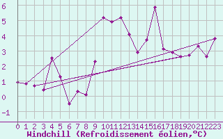 Courbe du refroidissement olien pour Mumbles