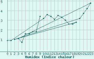 Courbe de l'humidex pour Liarvatn