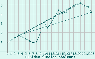 Courbe de l'humidex pour Vaslui