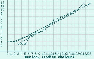 Courbe de l'humidex pour Dublin (Ir)