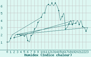 Courbe de l'humidex pour Ornskoldsvik Airport