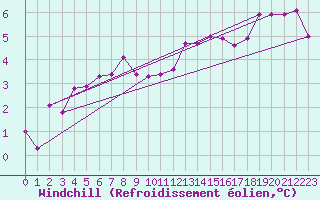 Courbe du refroidissement olien pour Wielun