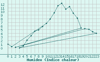 Courbe de l'humidex pour Honefoss Hoyby