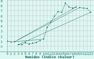 Courbe de l'humidex pour Lyon - Saint-Exupry (69)