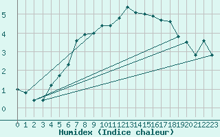 Courbe de l'humidex pour Sonnblick - Autom.