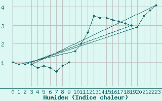 Courbe de l'humidex pour Borkum-Flugplatz