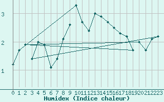 Courbe de l'humidex pour Pully-Lausanne (Sw)