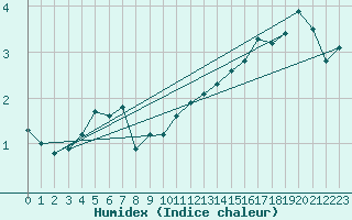 Courbe de l'humidex pour Neuchatel (Sw)