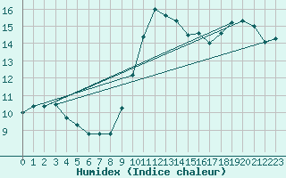 Courbe de l'humidex pour Punta Galea