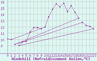 Courbe du refroidissement olien pour Brest (29)