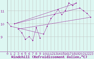 Courbe du refroidissement olien pour Muirancourt (60)