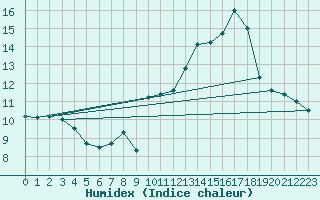 Courbe de l'humidex pour Lille (59)