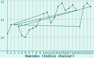 Courbe de l'humidex pour Veiholmen