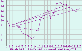Courbe du refroidissement olien pour Charleroi (Be)