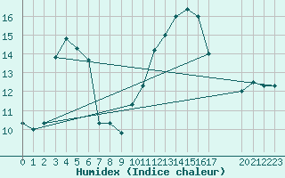 Courbe de l'humidex pour Punta Marina