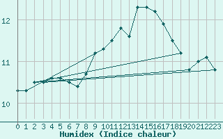 Courbe de l'humidex pour Elzach-Fisnacht