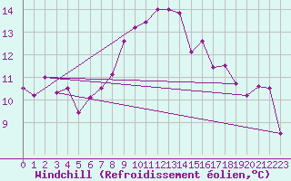 Courbe du refroidissement olien pour Bad Lippspringe
